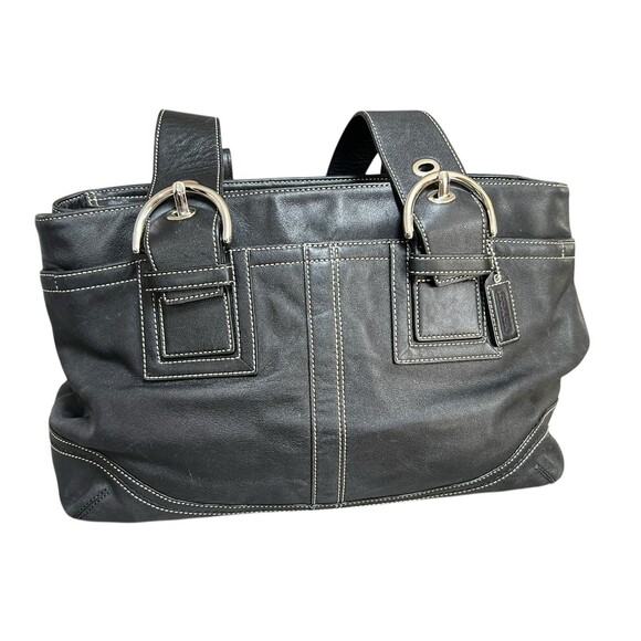 VTG Coach F10912 Black Leather Soho Satchel Shoulder Bag Large Buckle Y2K Retro - Picture 1 of 13